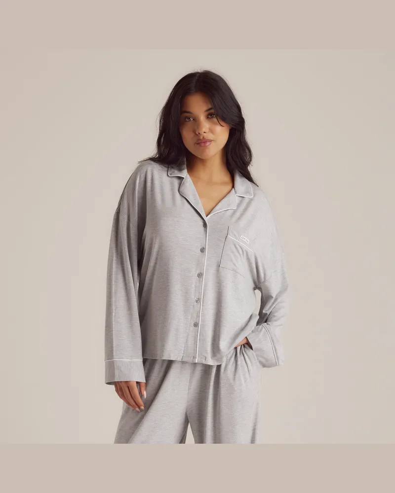 Lounge Modal Pyjamahemd - Grauer Melange Grey