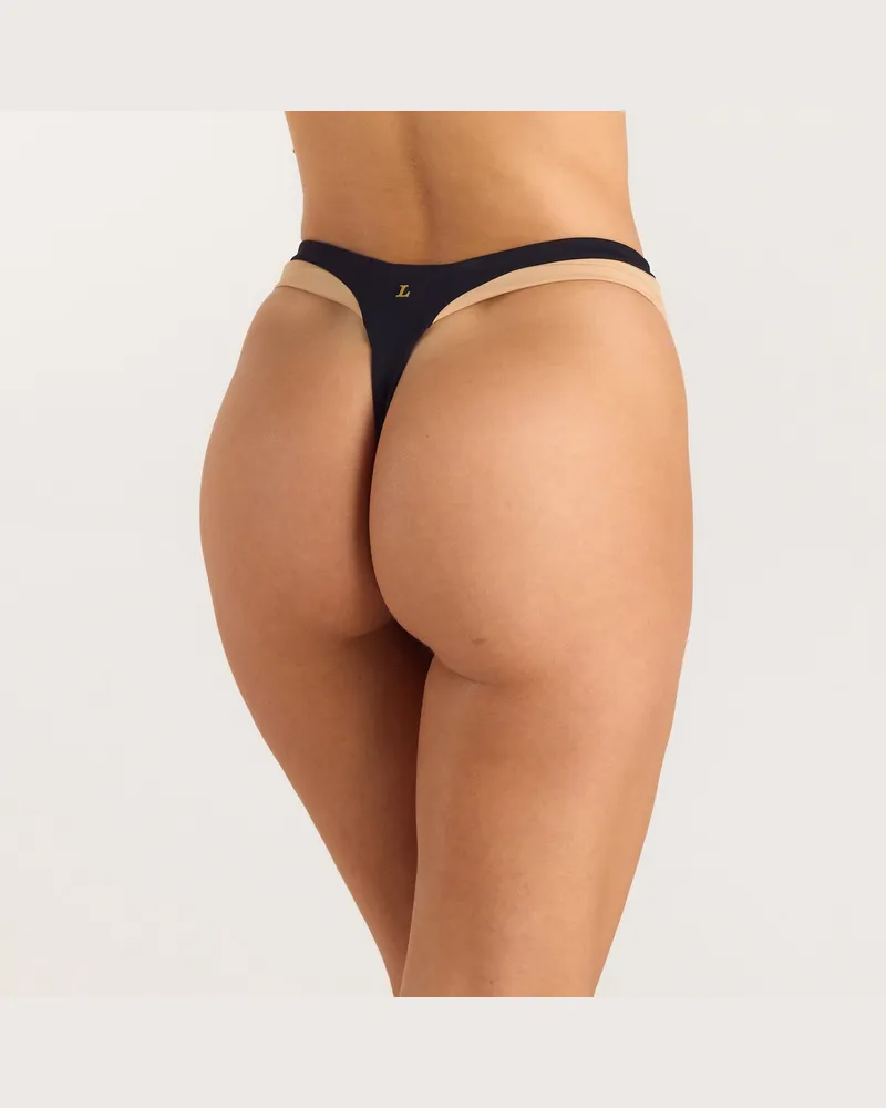 Lounge Monaco Bikini String mit Hohem Bein - Schwarz Schwarz