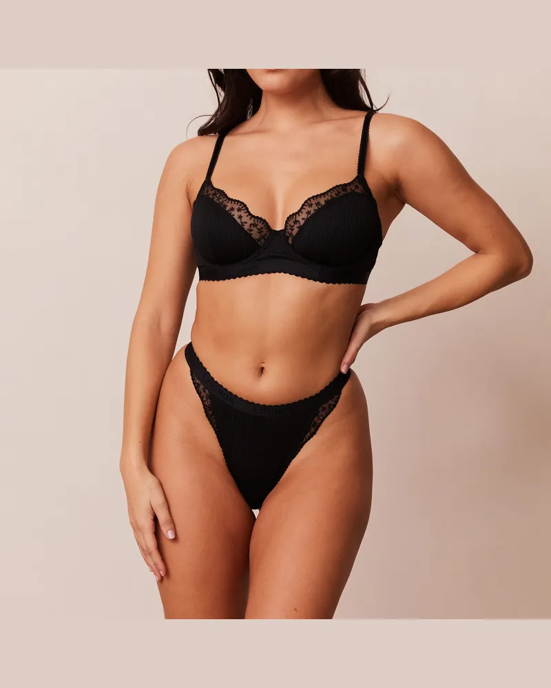 Lounge Ribbed Balcony BH - Schwarz Black