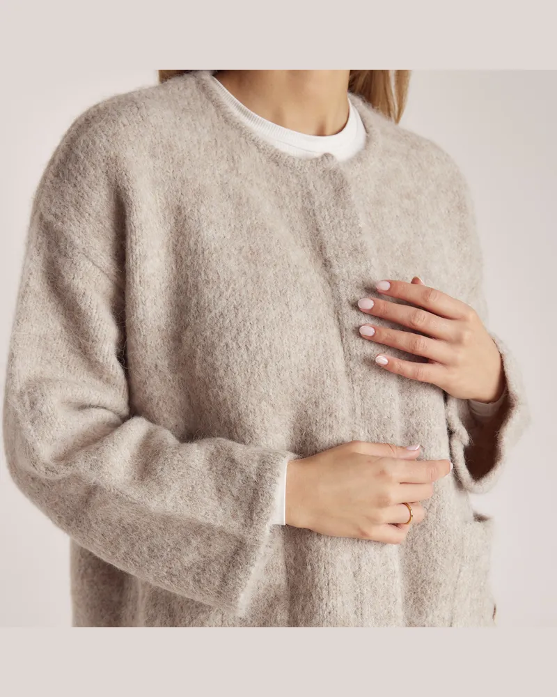 Lounge Alpakawolljacke - Hellbraun Brown