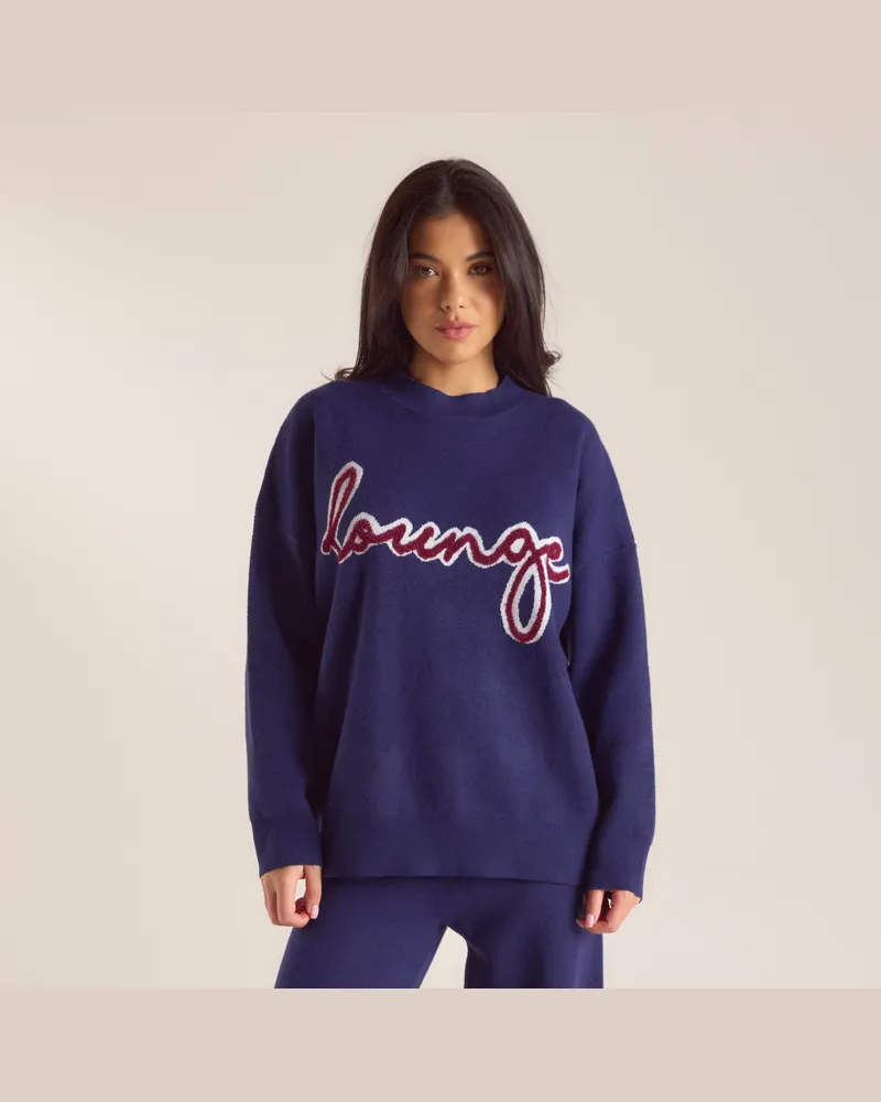 Lounge Logo Strick-Pullover - Marineblau Blue