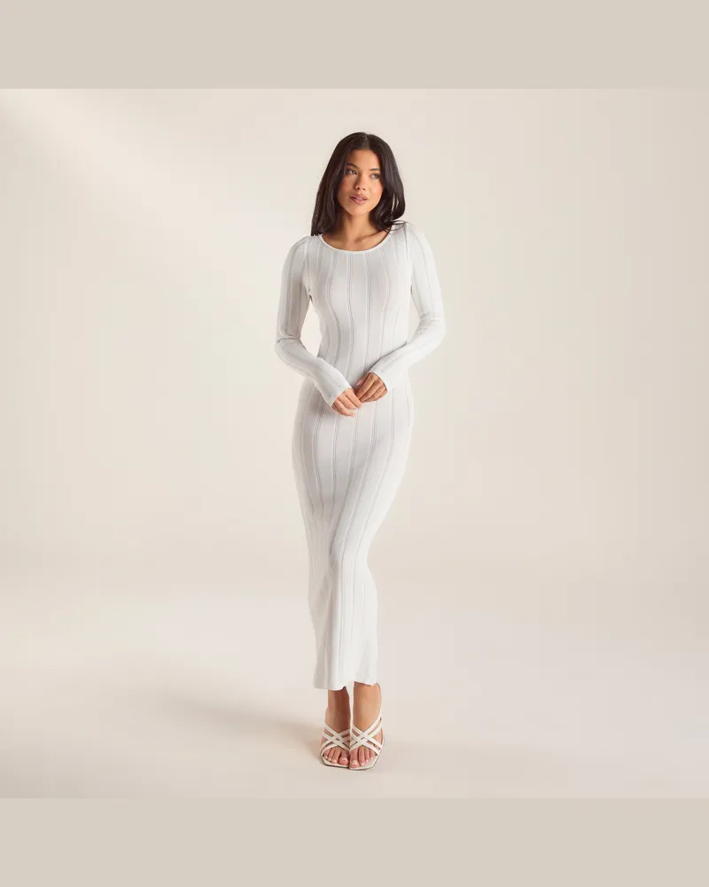 Lounge Gestricktes Maxikleid - Weißgrau Weißgrau