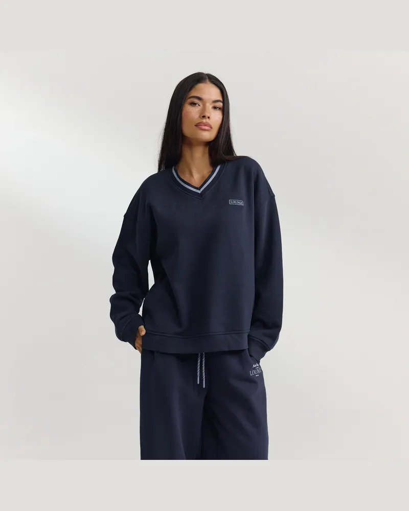 Lounge V-Neck Pullover - Dunkelblau Blue