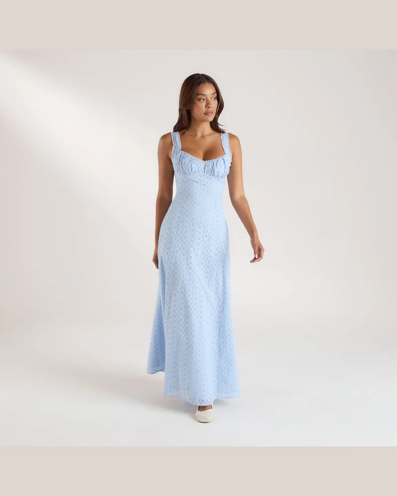 Lounge Maxikleid mit Korsettrücken - Blau Blue