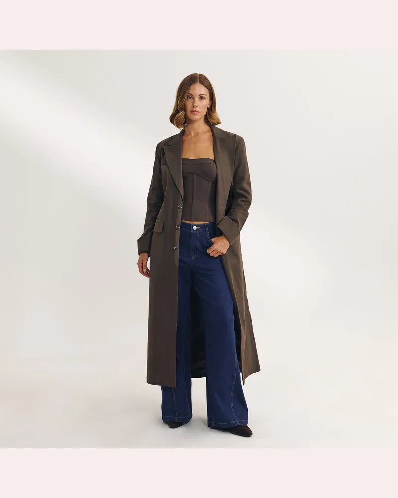 Lounge Oversized Longline Blazer - Dark Brown - 34 Brown