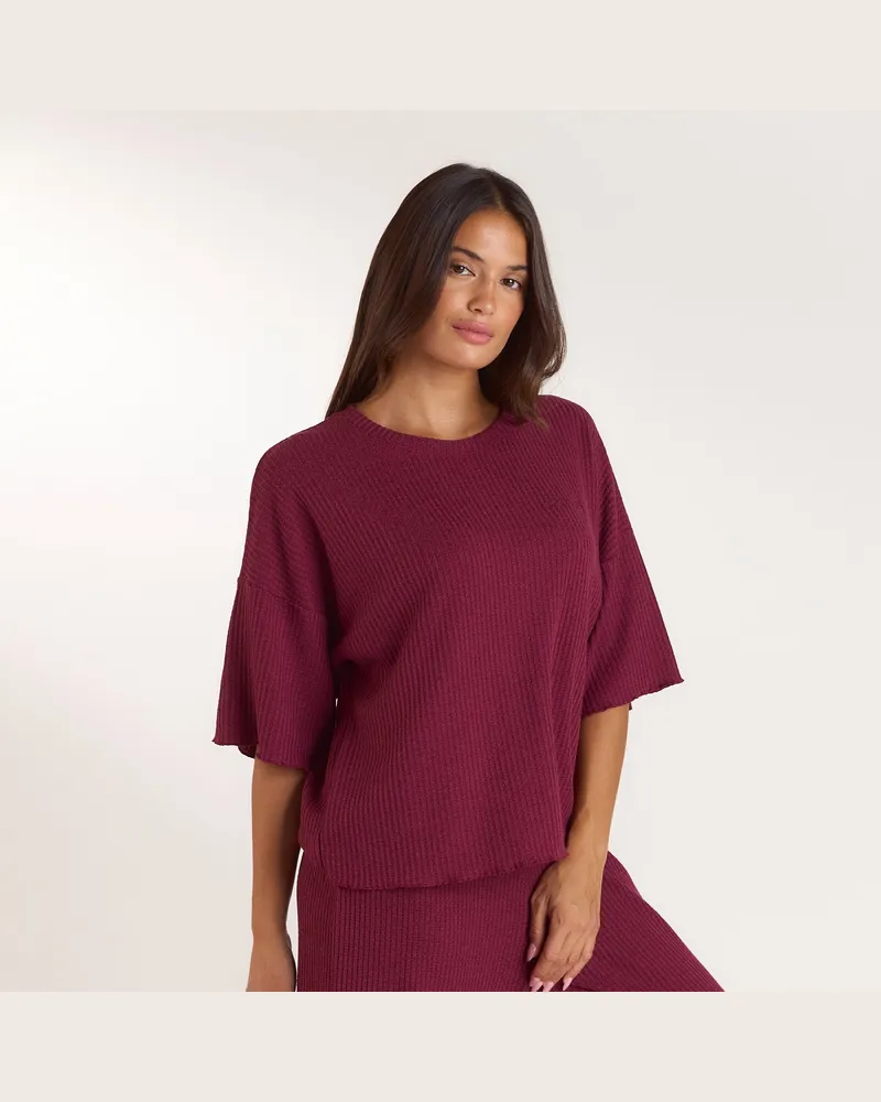 Lounge Soft Waffle Pyjama-Top - Beere Berry