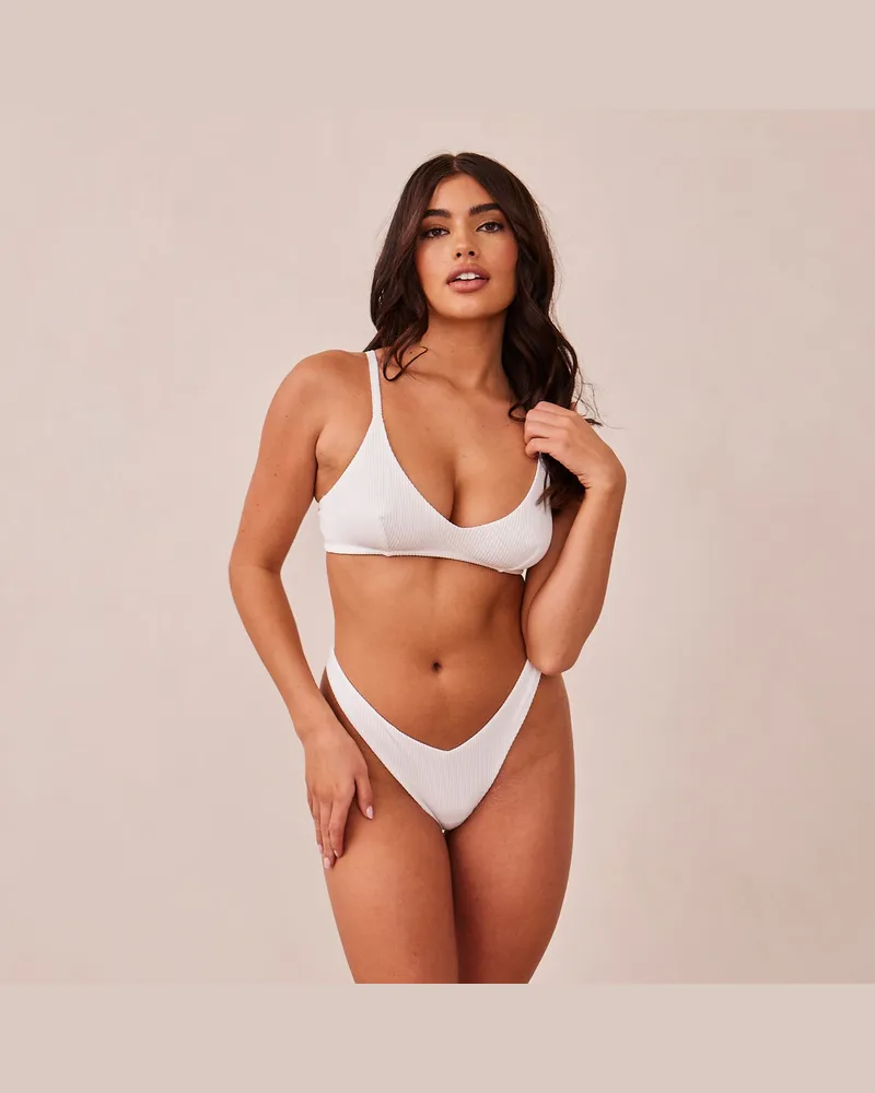 Lounge Ribbed Triangle BH - Weiß White