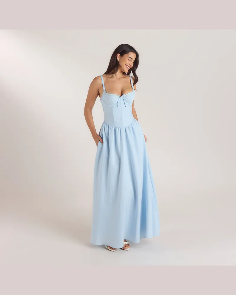 Lounge Maxikleid mit Korsetterie - Blau Blue