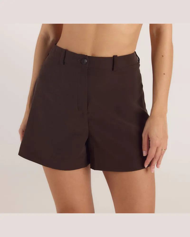 Lounge Hochtaillierte Tailored-Shorts - Schokolade Schokolade