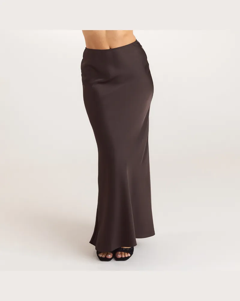 Lounge Satin-Maxirock - Schokolade Brown