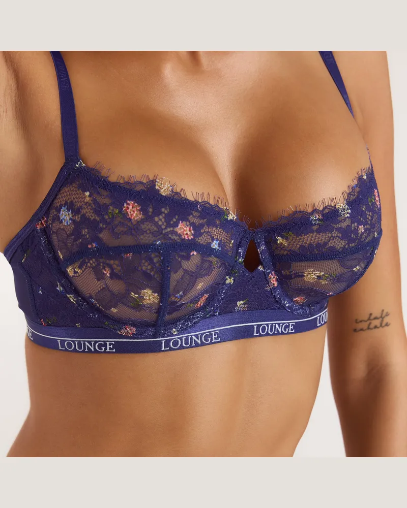 Lounge Bedruckter Entice Balcony BH - Florales Marineblau Blue