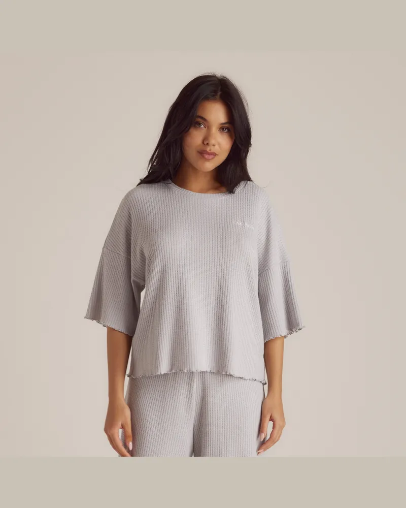 Lounge Soft Waffle Pyjama Oberteil - Eisgrau 