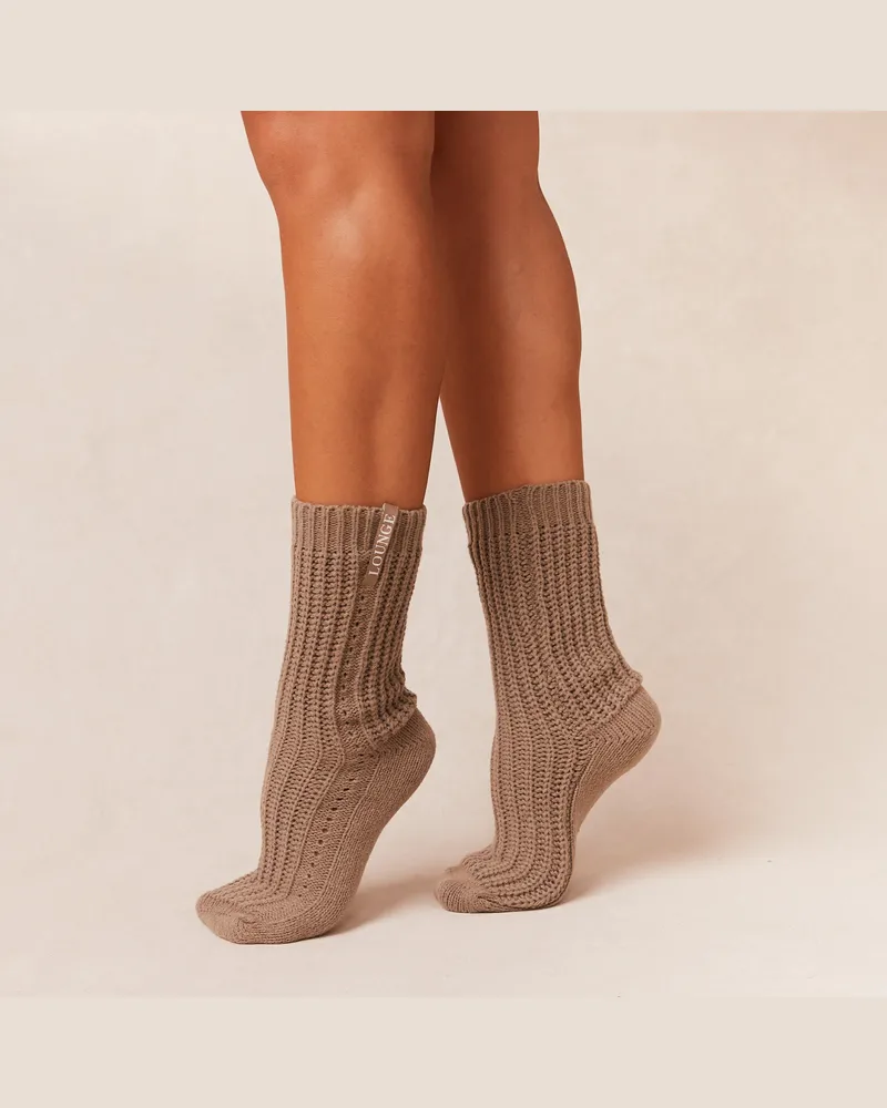 Lounge Snooze Gestrickte Socke - Beige Das perfekte Geschenk für sie Fawn