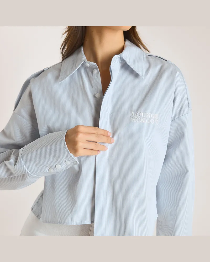 Lounge Asymmetrisches Hemd - Blau Stripe Blau
