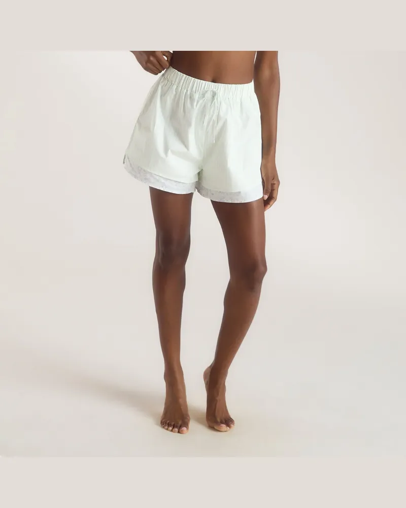 Lounge Bloom  Stripe Pyjamashort - Salbei Salbei