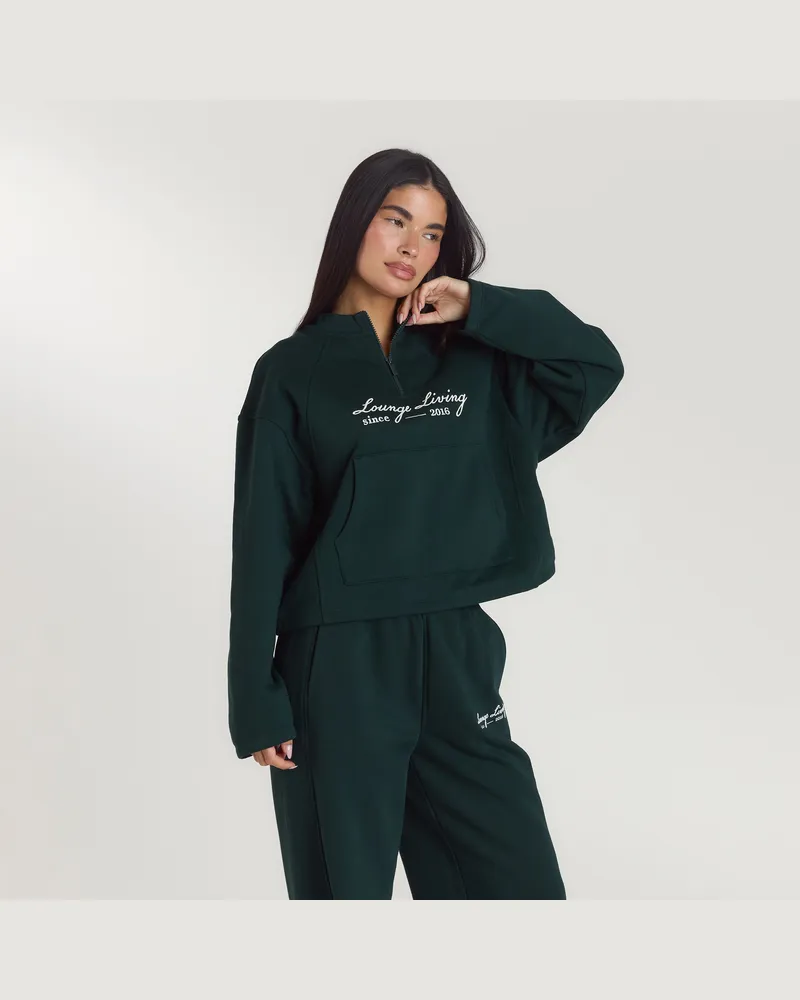 Lounge Living Pullover mit Viertel-Zip - Waldgrün Forest-green