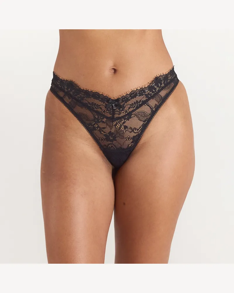 Lounge Spitzenstring - Schwarz Black
