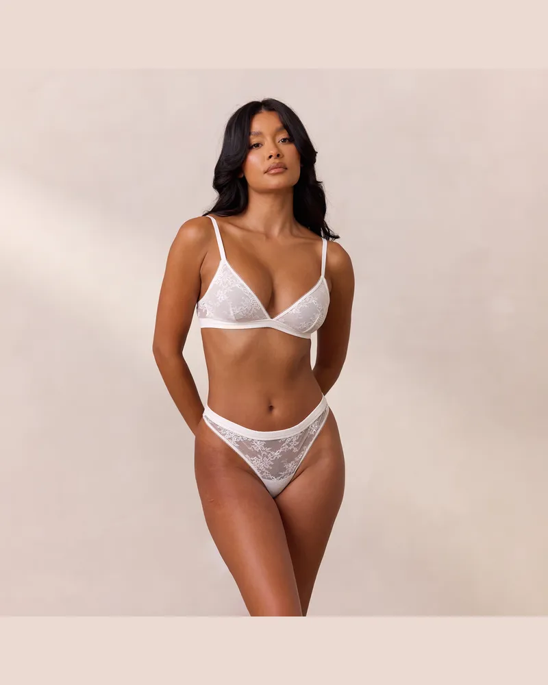 Lounge Lace Triangle Bralette - Weiß Weiß