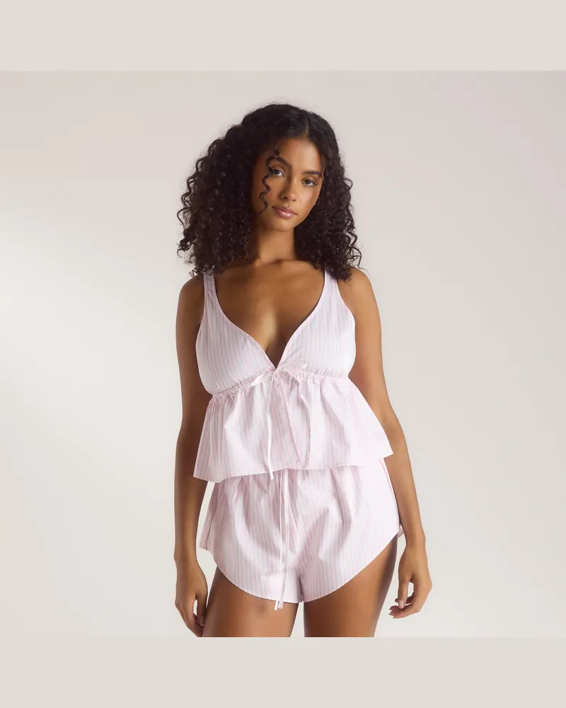 Lounge Bloom  Stripe Cami Pyjama Top - Pink - XS Pink