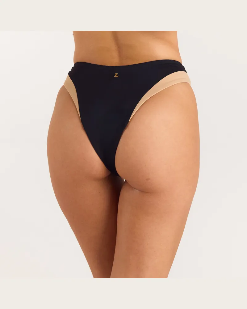 Lounge Monaco Brazilian Slip mit Hohem Bein - Schwarz Schwarz