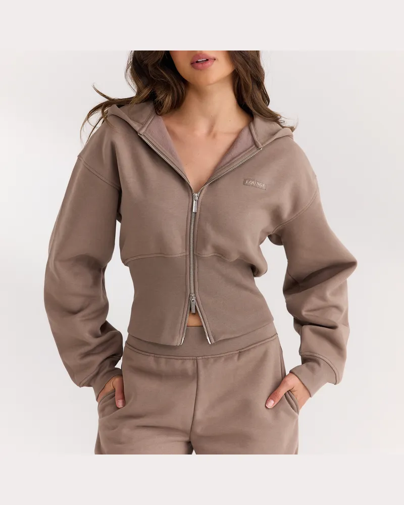 Lounge Taillierte Zip-Up Hoodie - Champignon Brown