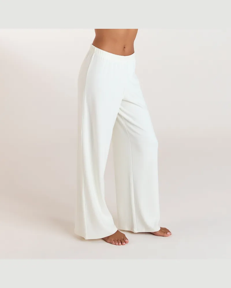 Lounge Geripptes Pyjamahose - Crèmefarbe Cream