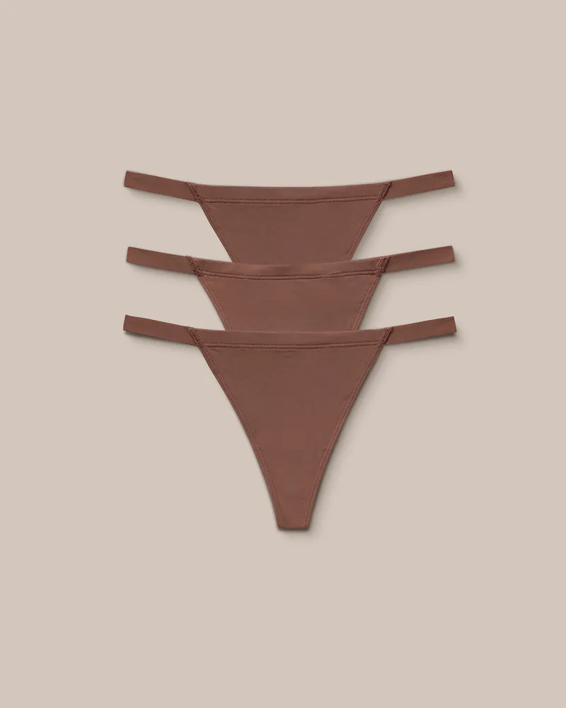 Lounge Basic G-Strings (3er Paket) - Kastanienfarbe Kastanienfarbe