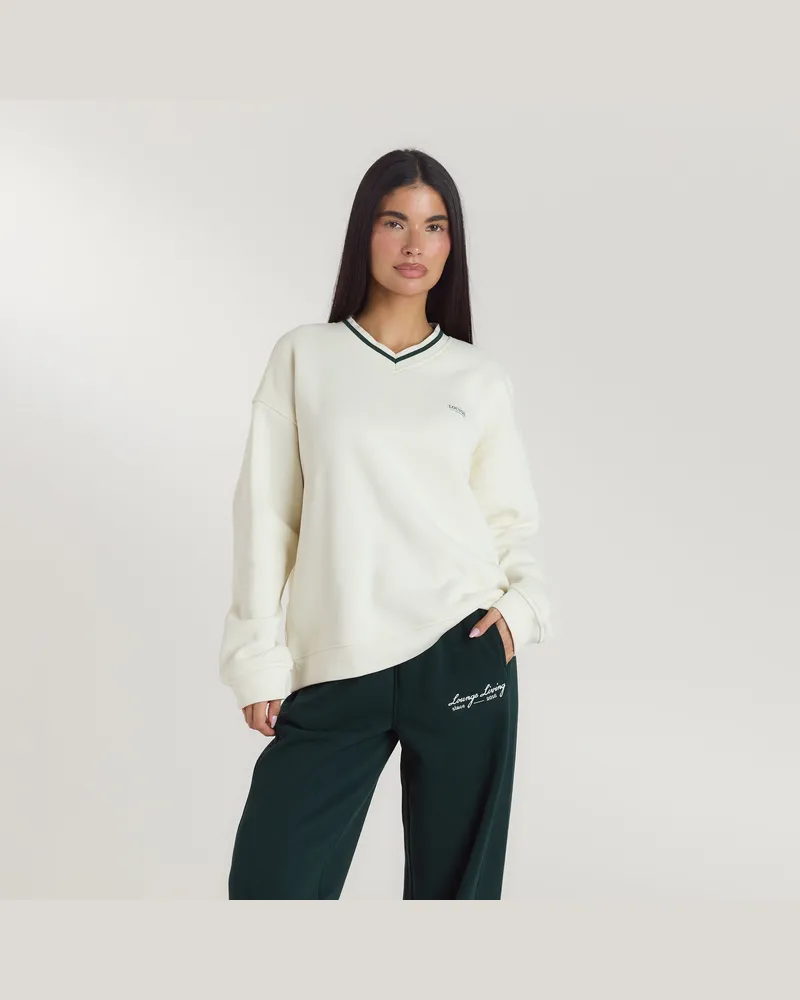 Lounge Living V-Neck Pullover - Crèmefarben Cream