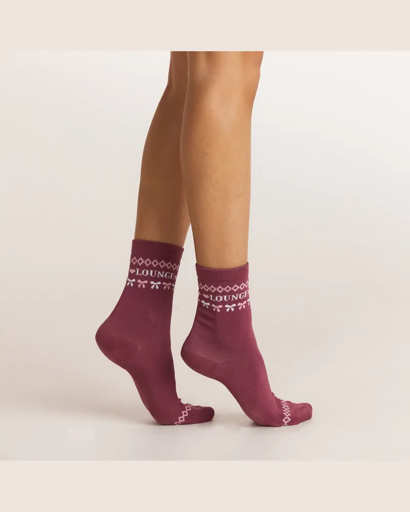 Lounge Fairisle Socken - Burgunderrot Burgundy