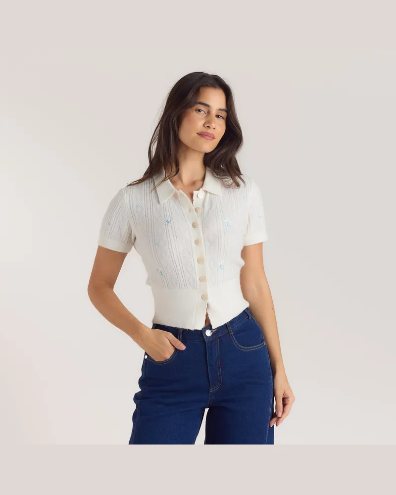 Lounge Besticker Stricktop - Crèmefarbe Cream