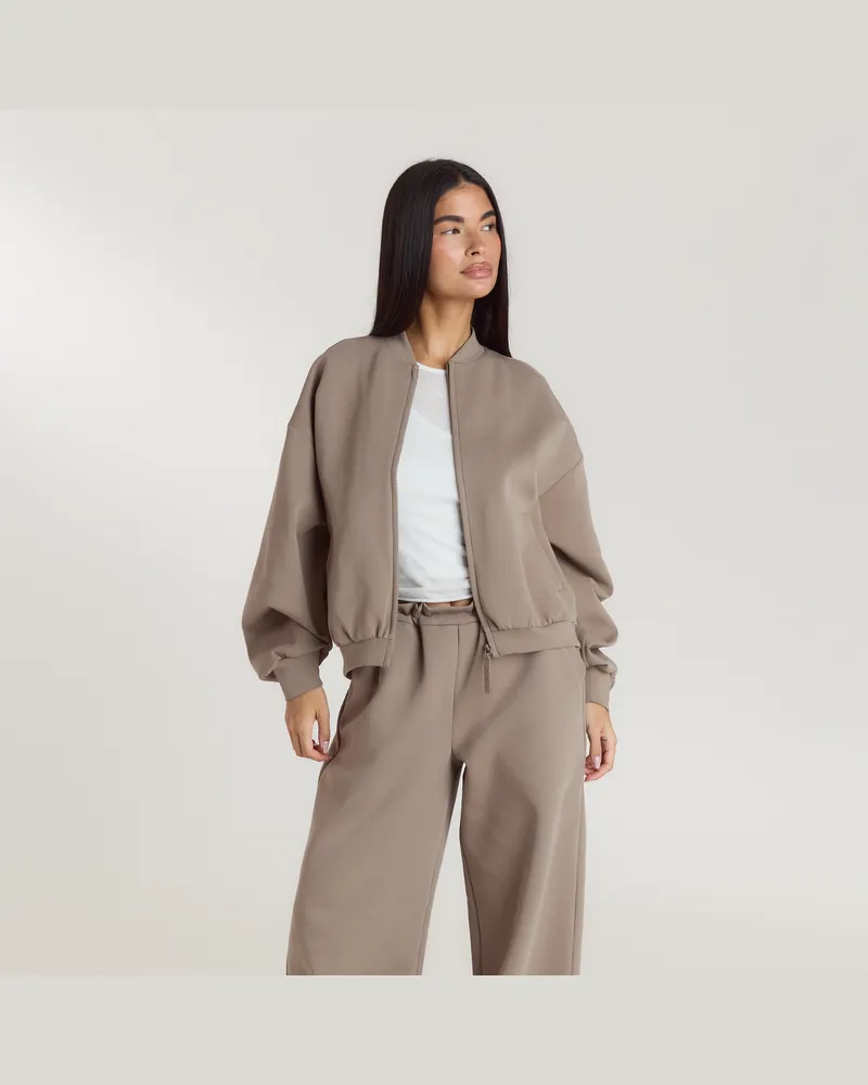 Lounge Neopren Bomberjacke - Taupe Cream