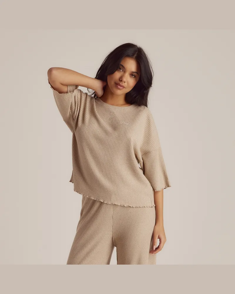 Lounge Soft Waffle Pyjama Oberteil - Hellbraun Das perfekte Geschenk für sie Hellbraun