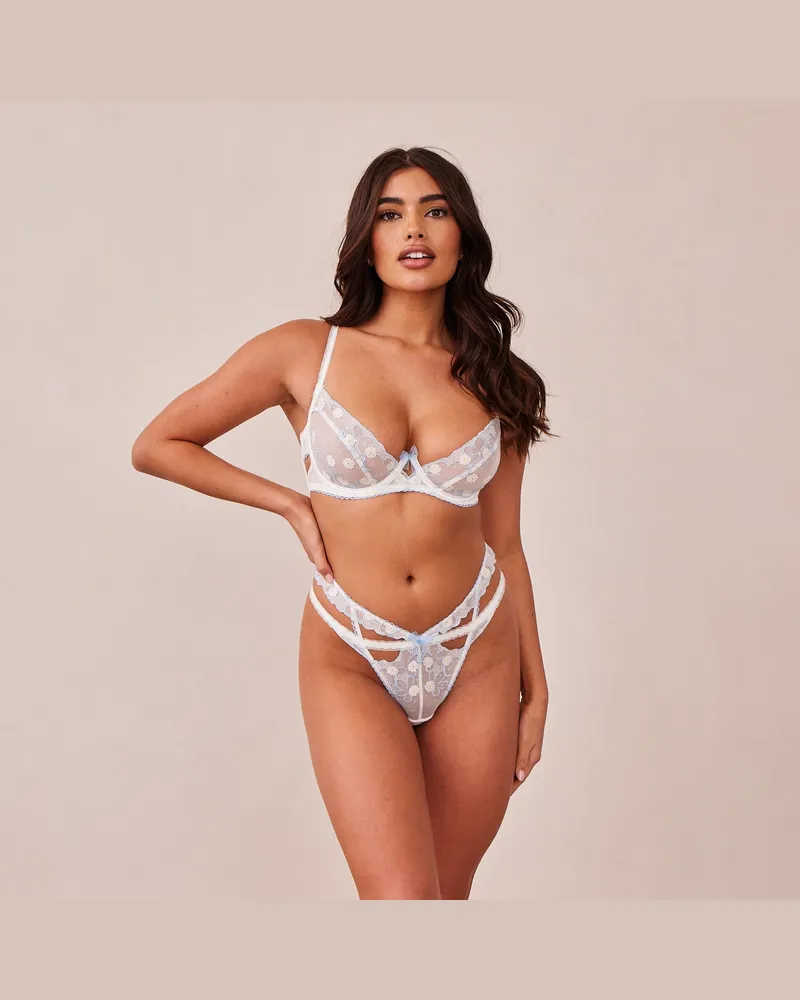 Lounge Fleur Balcony BH - Weiß und Blau Blue