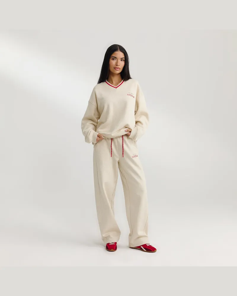 Lounge V-Neck Pullover - Haferflocken Cream