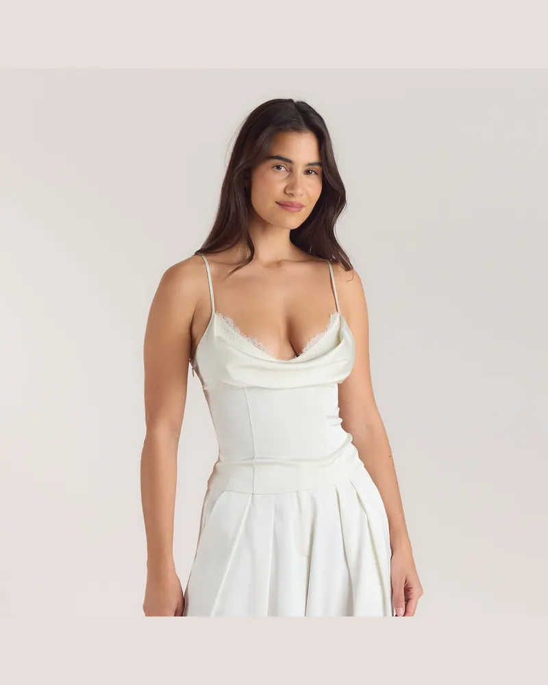 Lounge Cami mit Drapiertem Ausschnitt - Crèmefarbe Cream