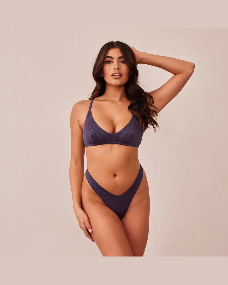 Lounge Ribbed Triangle BH - Dunkelgrau Blue