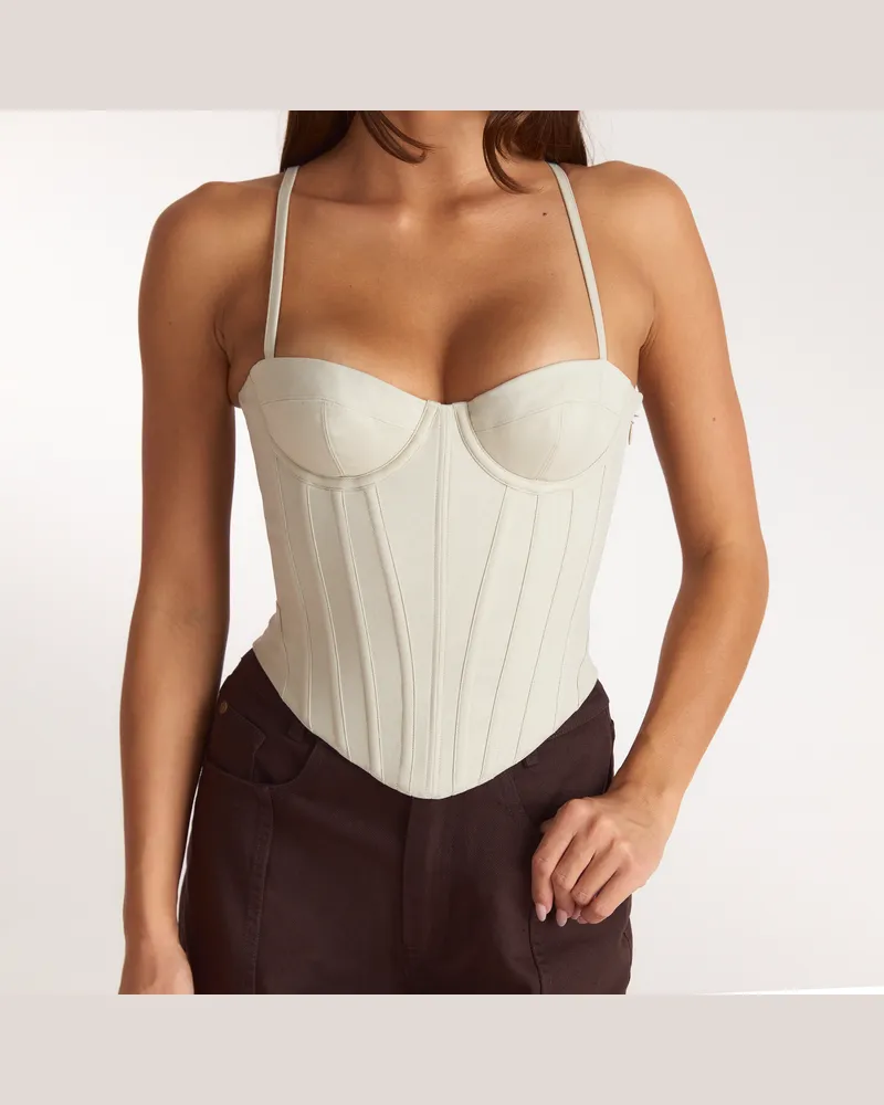 Lounge Sculpt Korsett-Top - Steingrau Cream