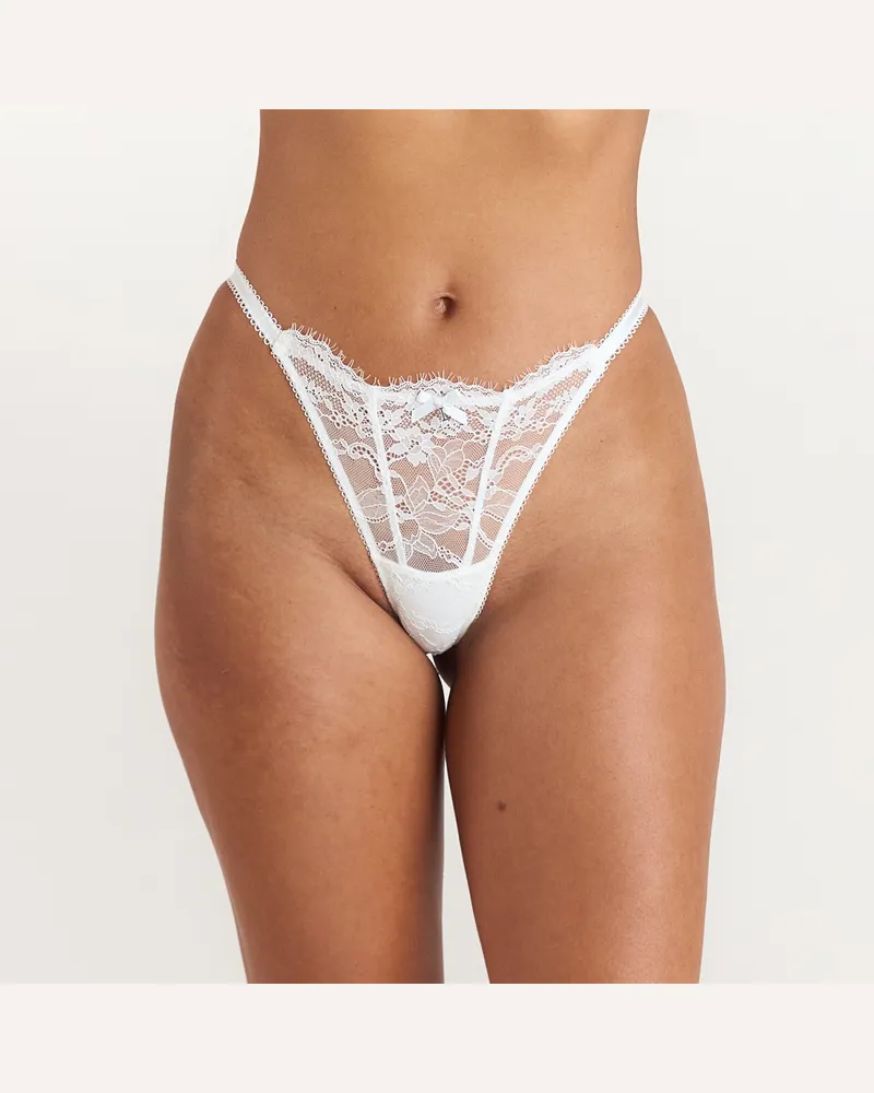 Lounge Spitzen-String mit Riemchendetail - Weiß White