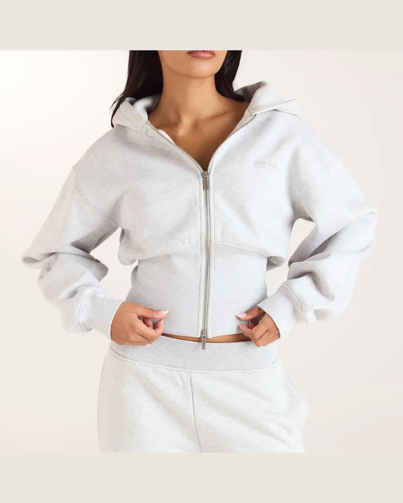 Lounge Taillierter Zip-Hoodie - Grau Grey