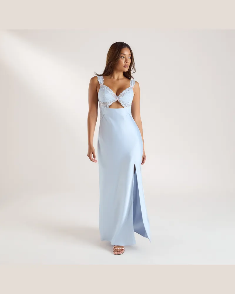 Lounge Isla Maxikleid mit Seitenschlitz - Blau Blau