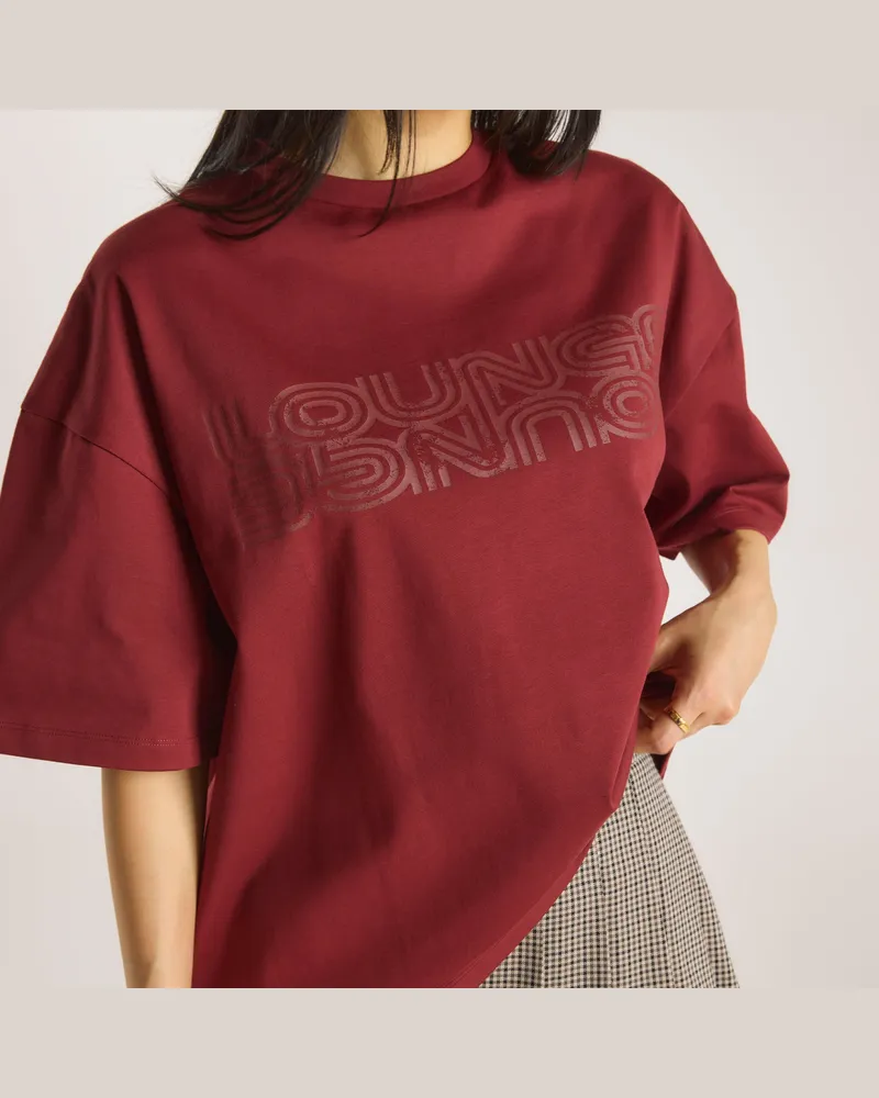 Lounge Übergroße T-Shirt mit Logo - Burgunderrot Burgunderrot