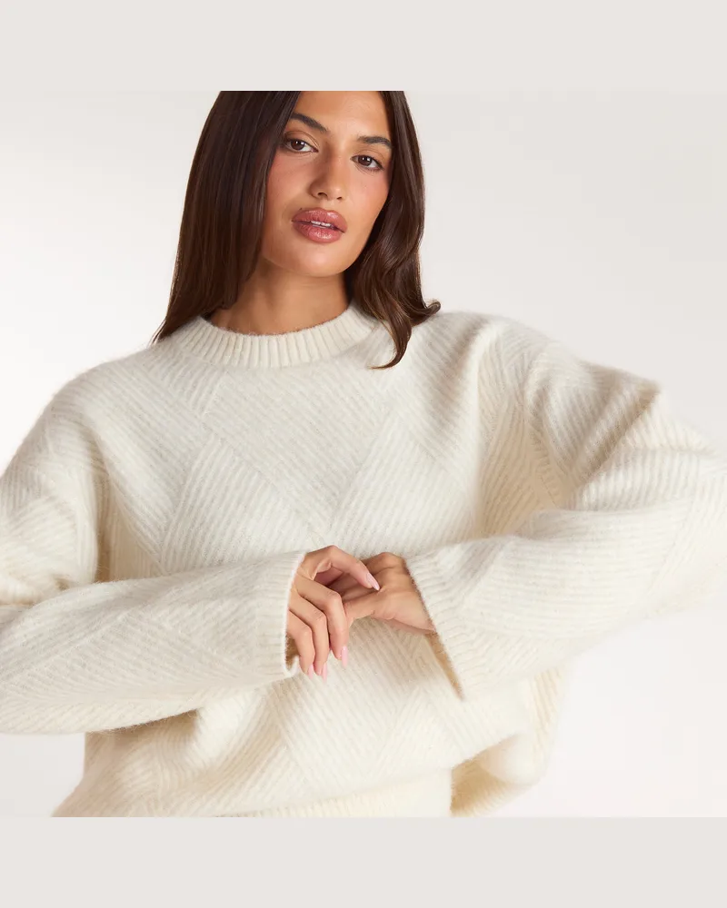 Lounge Diamond Strickpullover - Crèmefarbe Cream