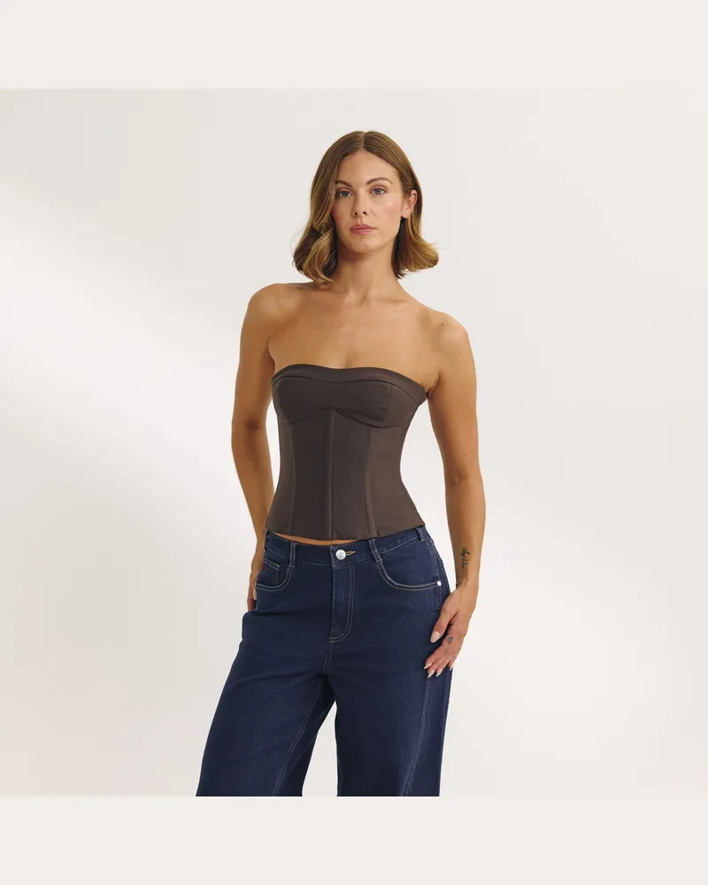 Lounge Bandeau Corset Top - Dark Brown - 34 Brown