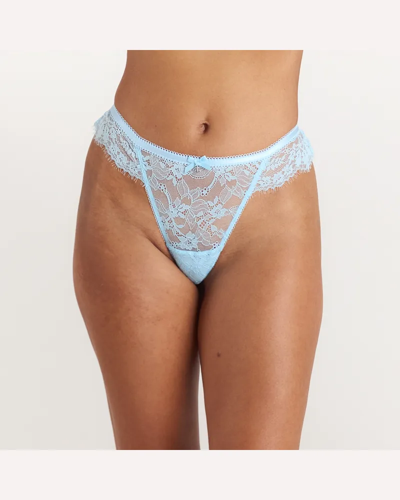 Lounge String mit Spitzenbesatz - Blau Blue