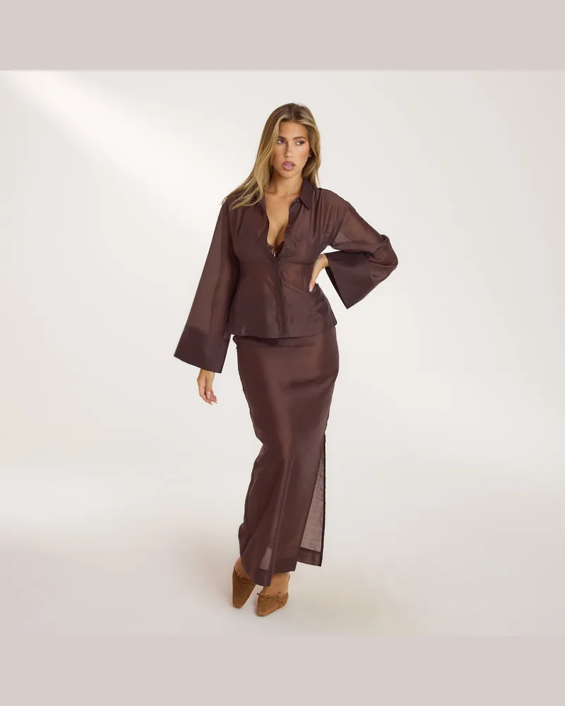 Lounge Transparenter Maxirock - Schokolade Schokolade