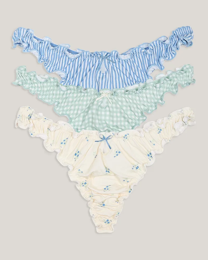 Lounge Bambus-Strings (3er-Pack) - Bunt Neutral-print