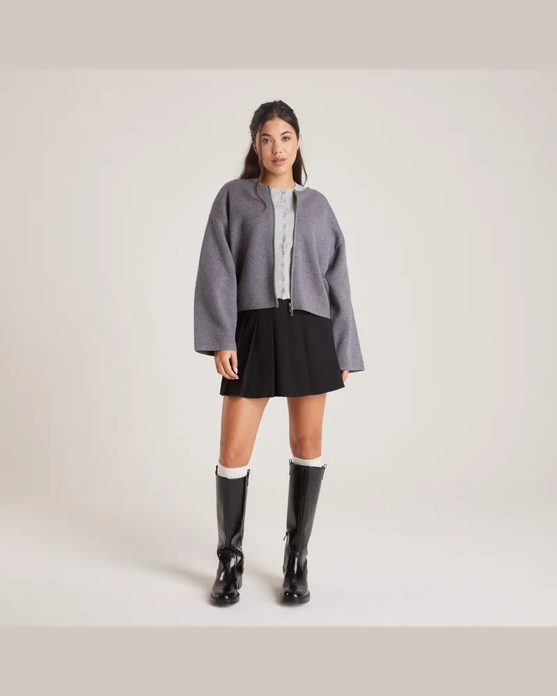 Lounge Cardigan mit Reißverschluss - Anthrazit Charcoal