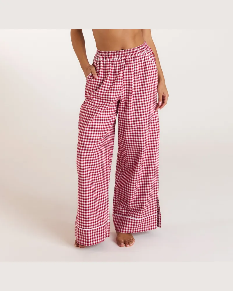 Lounge Christmas Cottage Pyjamahose aus Gingham - Rot Red