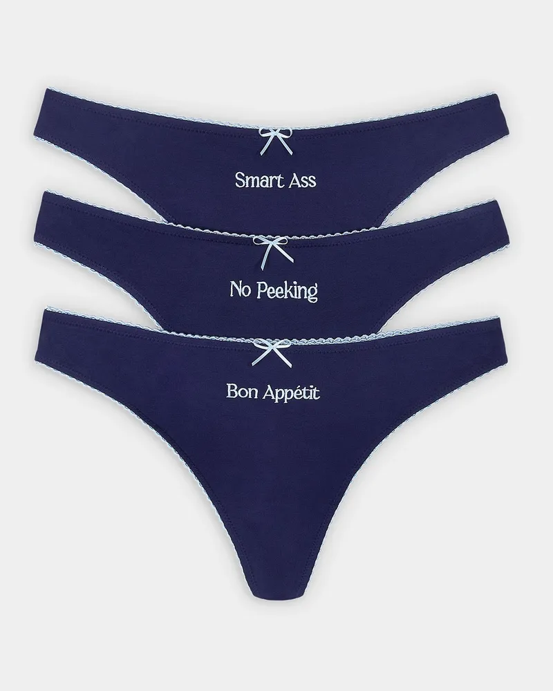 Lounge Slogan Strings (3er-Pack) - Marineblau Blue