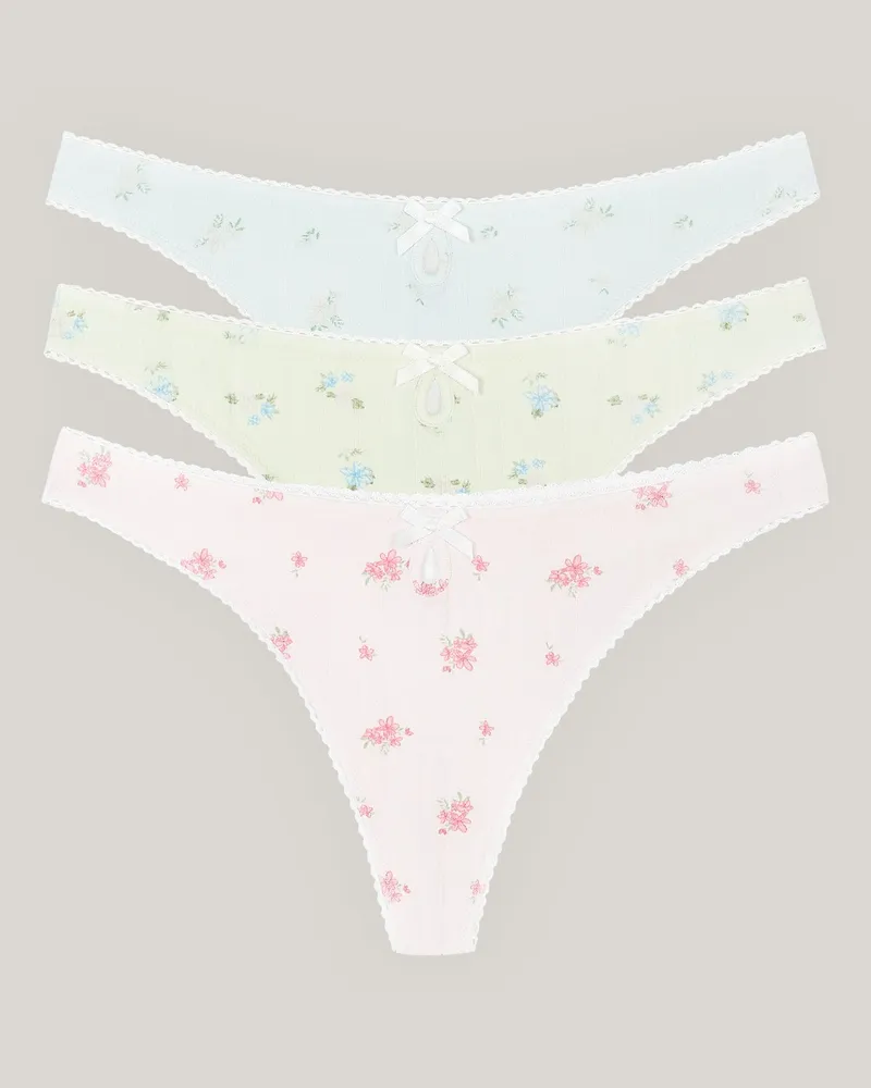 Lounge Pointelle Strings (3er-Pack) - Pastelldruck Pastel-print